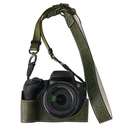 For Canon SX70 HS Camera Case with Shoulder Strap Large Cutout Litchi Texture PU Protective Cover