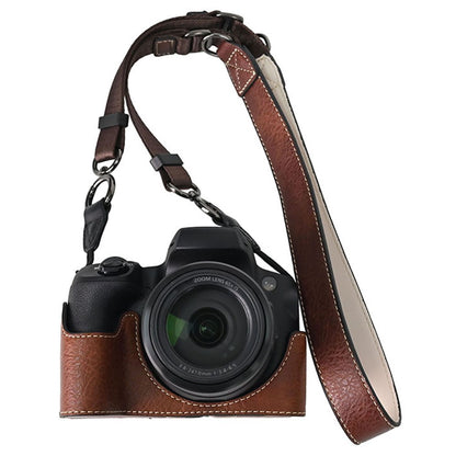 For Canon SX70 HS Camera Case with Shoulder Strap Large Cutout Litchi Texture PU Protective Cover