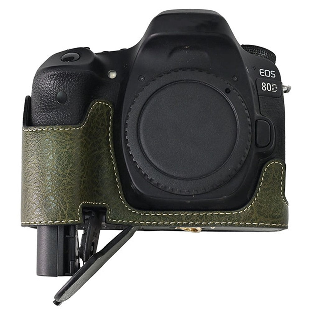 For Canon EOS 90D / 80D / 70D / 60D Camera Case with Shoulder Strap Large Cutout Litchi Texture PU Protective Cover
