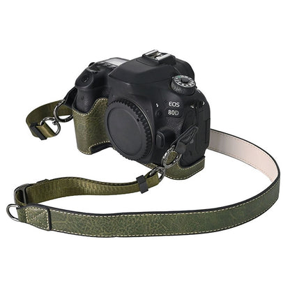 For Canon EOS 90D / 80D / 70D / 60D Camera Case with Shoulder Strap Large Cutout Litchi Texture PU Protective Cover