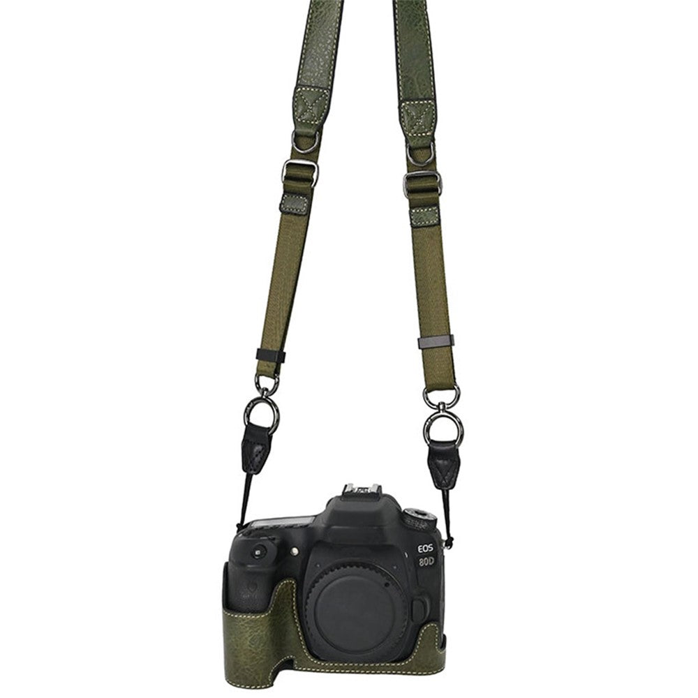 For Canon EOS 90D / 80D / 70D / 60D Camera Case with Shoulder Strap Large Cutout Litchi Texture PU Protective Cover