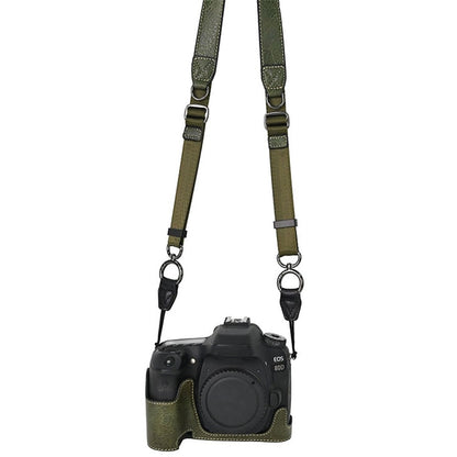 For Canon EOS 90D / 80D / 70D / 60D Camera Case with Shoulder Strap Large Cutout Litchi Texture PU Protective Cover