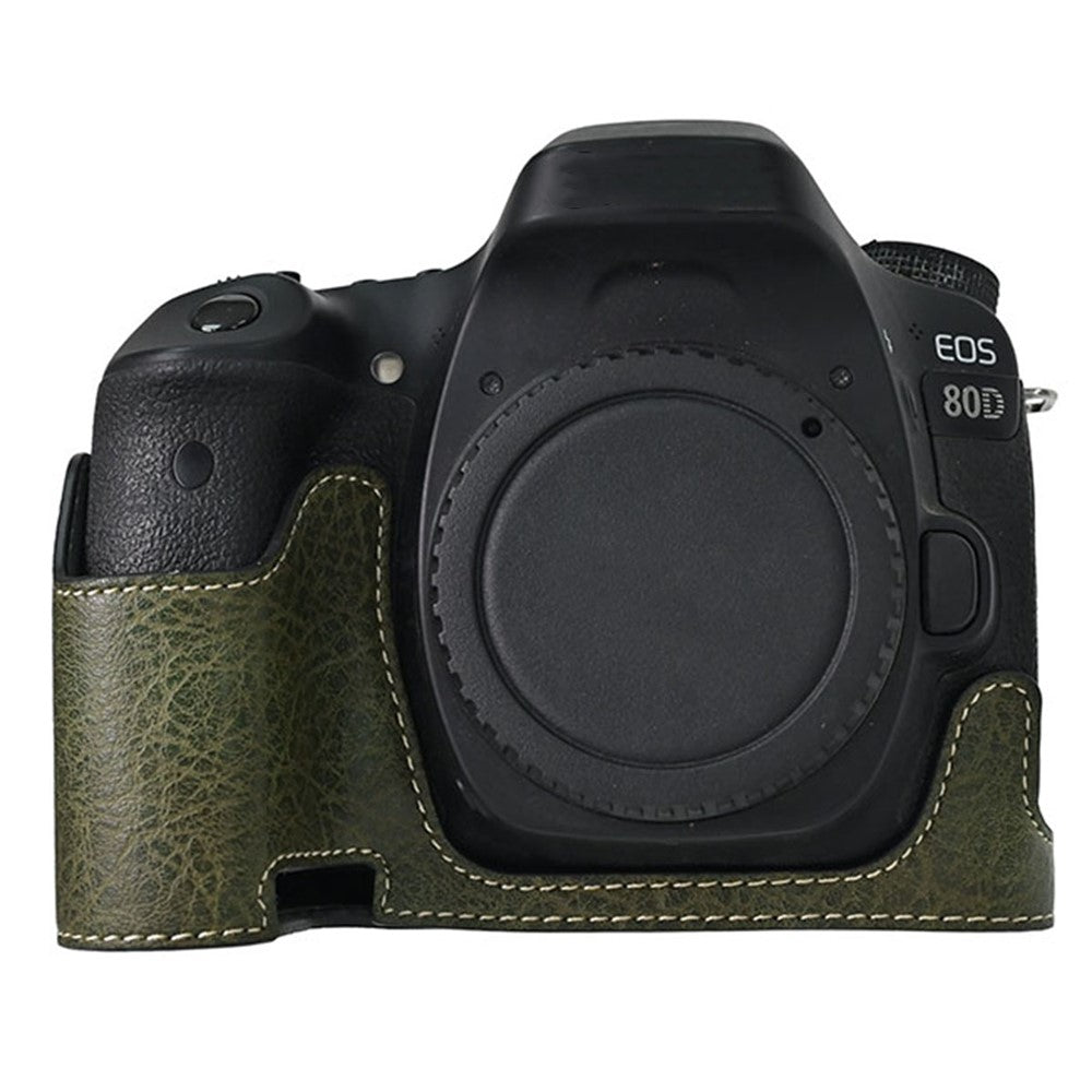 For Canon EOS 90D / 80D / 70D / 60D Camera Case with Shoulder Strap Large Cutout Litchi Texture PU Protective Cover