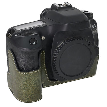 For Canon EOS 90D / 80D / 70D / 60D Camera Case with Shoulder Strap Large Cutout Litchi Texture PU Protective Cover