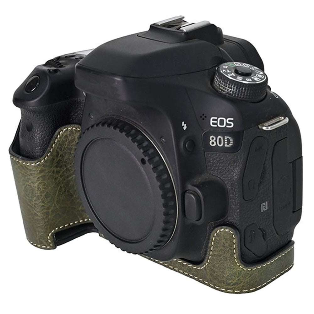 For Canon EOS 90D / 80D / 70D / 60D Camera Case with Shoulder Strap Large Cutout Litchi Texture PU Protective Cover