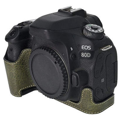 For Canon EOS 90D / 80D / 70D / 60D Camera Case with Shoulder Strap Large Cutout Litchi Texture PU Protective Cover