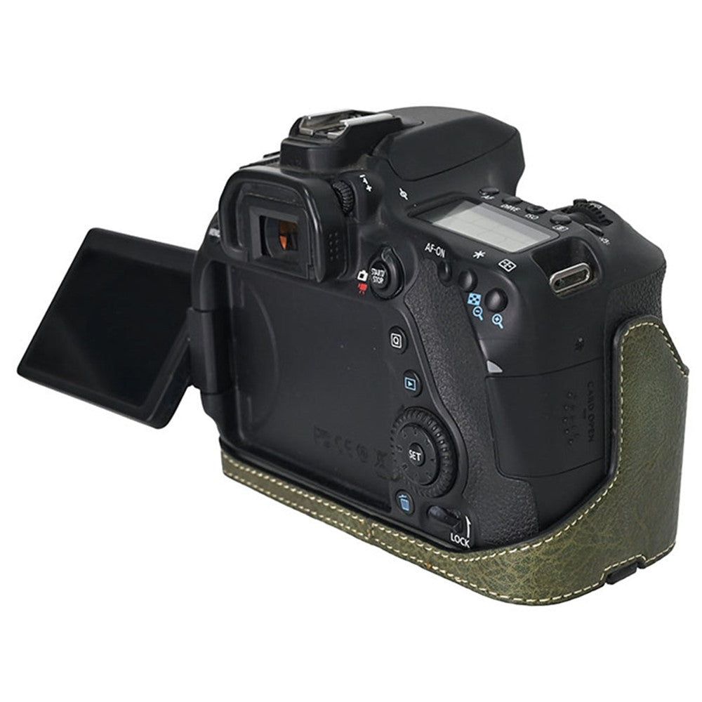 For Canon EOS 90D / 80D / 70D / 60D Camera Case with Shoulder Strap Large Cutout Litchi Texture PU Protective Cover