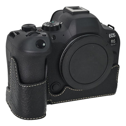 For Canon EOS R6 Mark II / R6 / R5 Camera Case Large Cutout Litchi Texture PU Leather Protective Cover