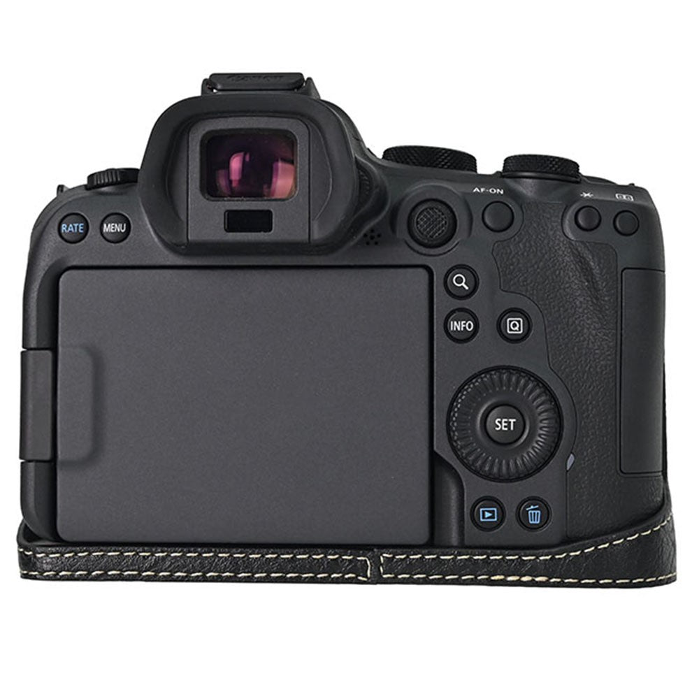 For Canon EOS R6 Mark II / R6 / R5 Camera Case Large Cutout Litchi Texture PU Leather Protective Cover