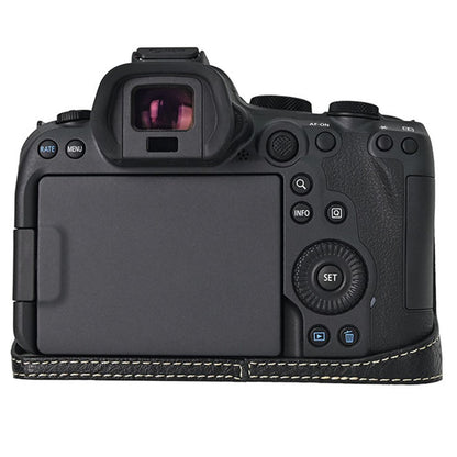 For Canon EOS R6 Mark II / R6 / R5 Camera Case Large Cutout Litchi Texture PU Leather Protective Cover