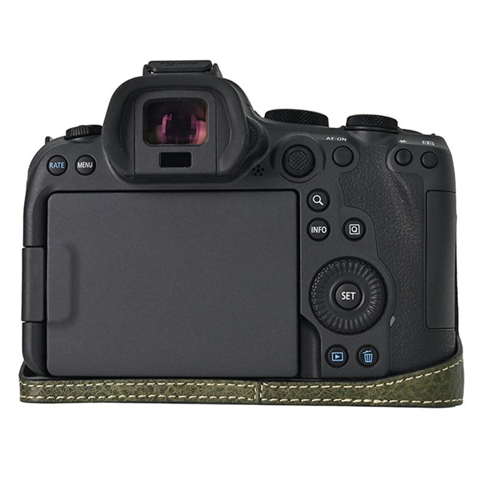 For Canon EOS R6 Mark II / R6 / R5 Camera Case with Shoulder Strap Large Cutout Litchi Texture PU Protective Cover