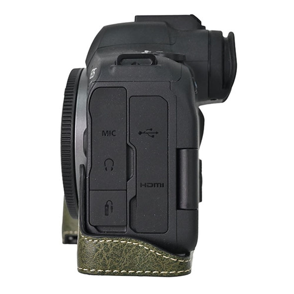 For Canon EOS R6 Mark II / R6 / R5 Camera Case with Shoulder Strap Large Cutout Litchi Texture PU Protective Cover