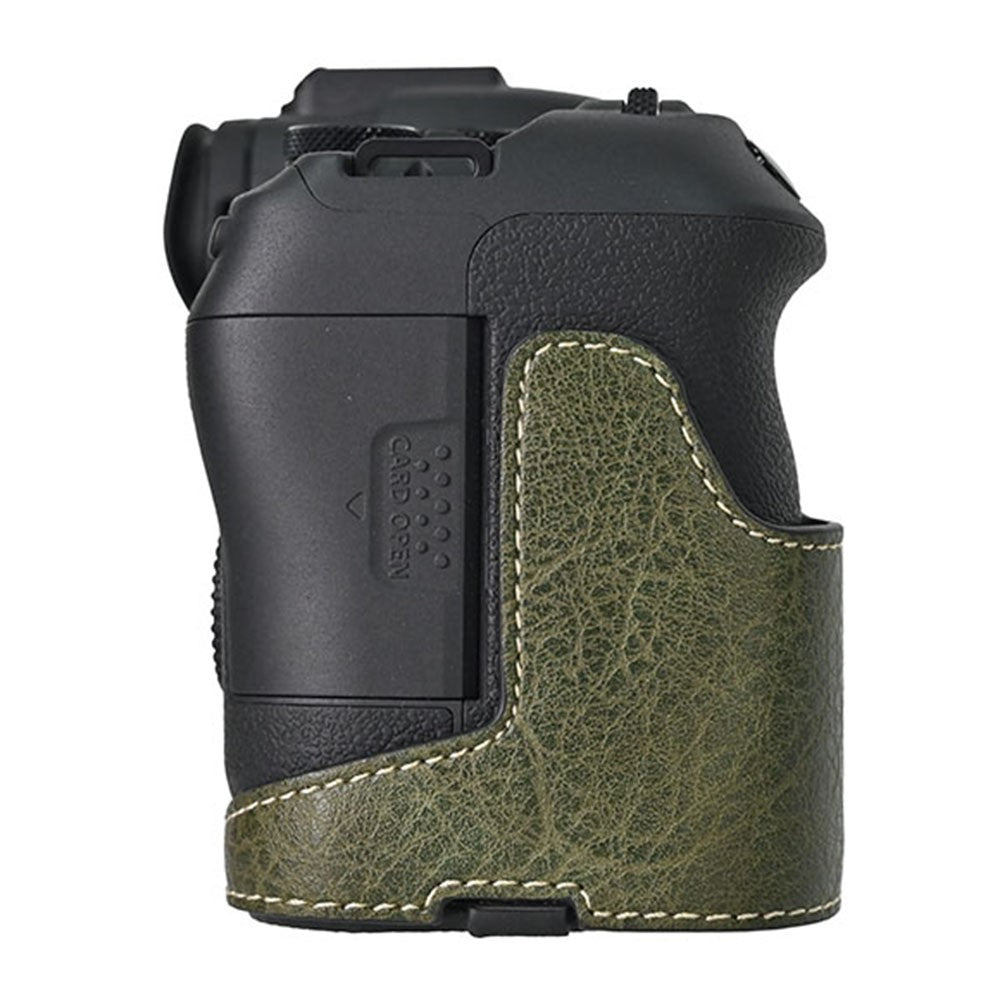 For Canon EOS R6 Mark II / R6 / R5 Camera Case with Shoulder Strap Large Cutout Litchi Texture PU Protective Cover