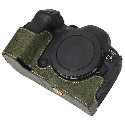 For Canon EOS R6 Mark II / R6 / R5 Camera Case with Shoulder Strap Large Cutout Litchi Texture PU Protective Cover