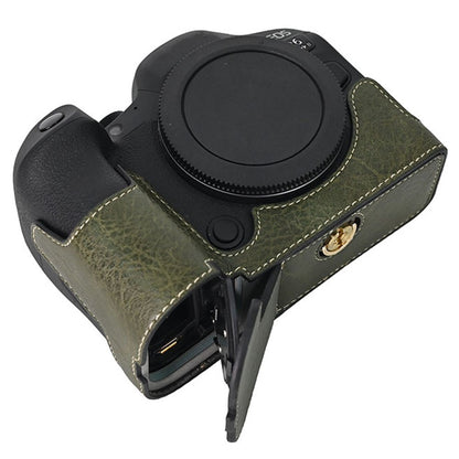 For Canon EOS R6 Mark II / R6 / R5 Camera Case with Shoulder Strap Large Cutout Litchi Texture PU Protective Cover