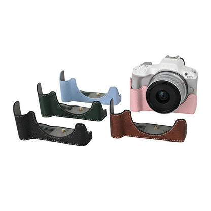 For Canon EOS R100  /  R50 Camera Base Detachable Battery Litchi Texture PU Leather Protective Case