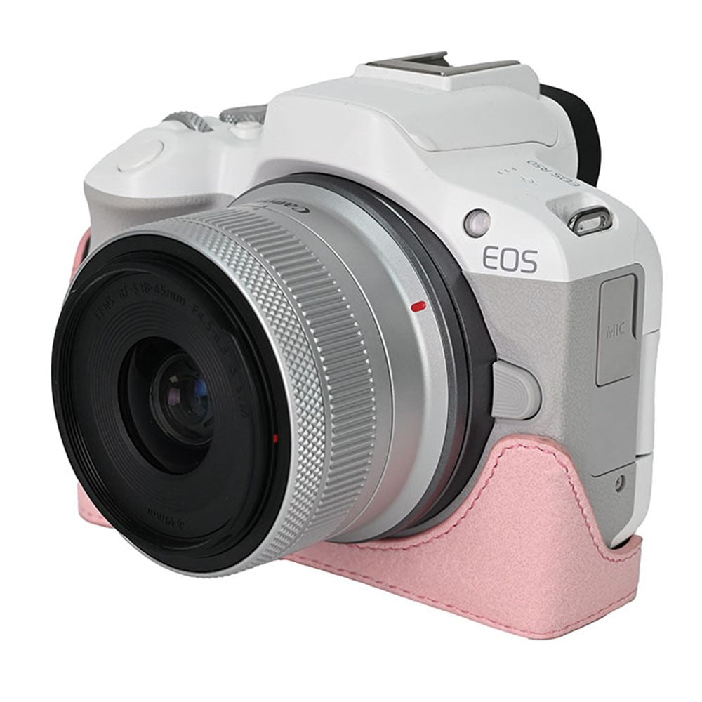 For Canon EOS R100  /  R50 Camera Base Detachable Battery Litchi Texture PU Leather Protective Case