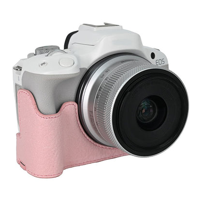 For Canon EOS R100  /  R50 Camera Base Detachable Battery Litchi Texture PU Leather Protective Case