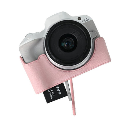 For Canon EOS R100  /  R50 Camera Base Detachable Battery Litchi Texture PU Leather Protective Case