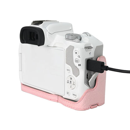 For Canon EOS R100  /  R50 Camera Base Detachable Battery Litchi Texture PU Leather Protective Case