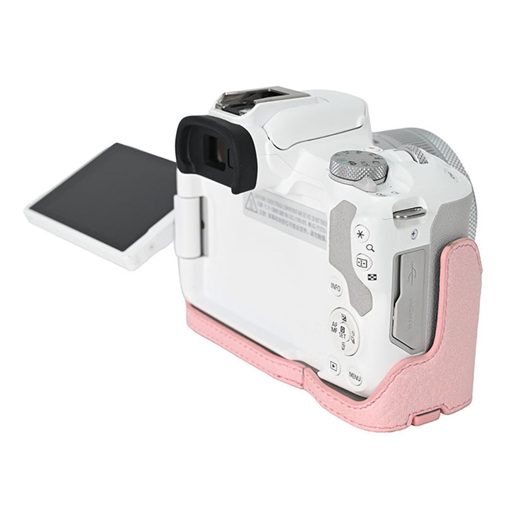 For Canon EOS R100  /  R50 Camera Base Detachable Battery Litchi Texture PU Leather Protective Case