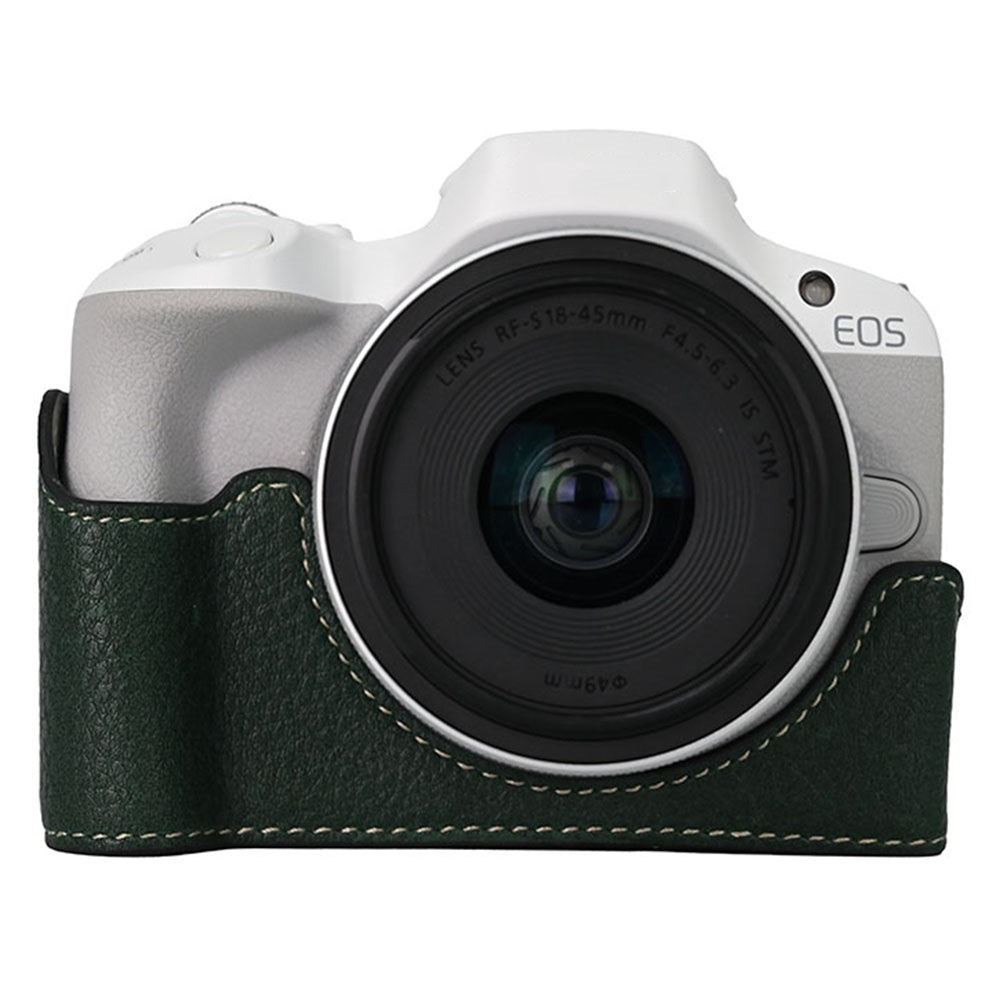 For Canon EOS R100  /  R50 Camera Base Detachable Battery Litchi Texture PU Leather Protective Case