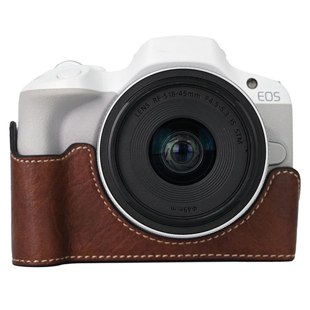 For Canon EOS R100  /  R50 Camera Base Detachable Battery Litchi Texture PU Leather Protective Case
