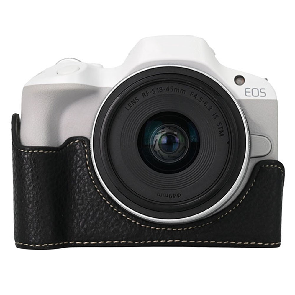 For Canon EOS R100  /  R50 Camera Base Detachable Battery Litchi Texture PU Leather Protective Case