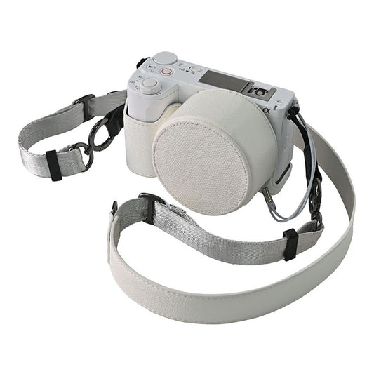 For Sony ZV-E10 II Camera Base with Lens Cap Shoulder Strap PU Leather Protective Case Detachable Battery