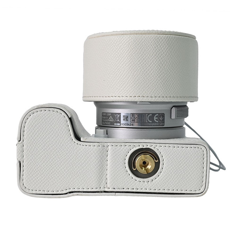 For Sony ZV-E10 II Camera Base with Lens Cap Shoulder Strap PU Leather Protective Case Detachable Battery