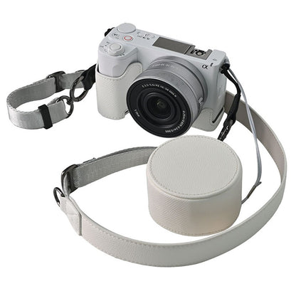 For Sony ZV-E10 II Camera Base with Lens Cap Shoulder Strap PU Leather Protective Case Detachable Battery