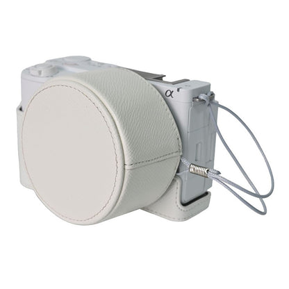 For Sony ZV-E10 II Camera Base with Lens Cap Shoulder Strap PU Leather Protective Case Detachable Battery