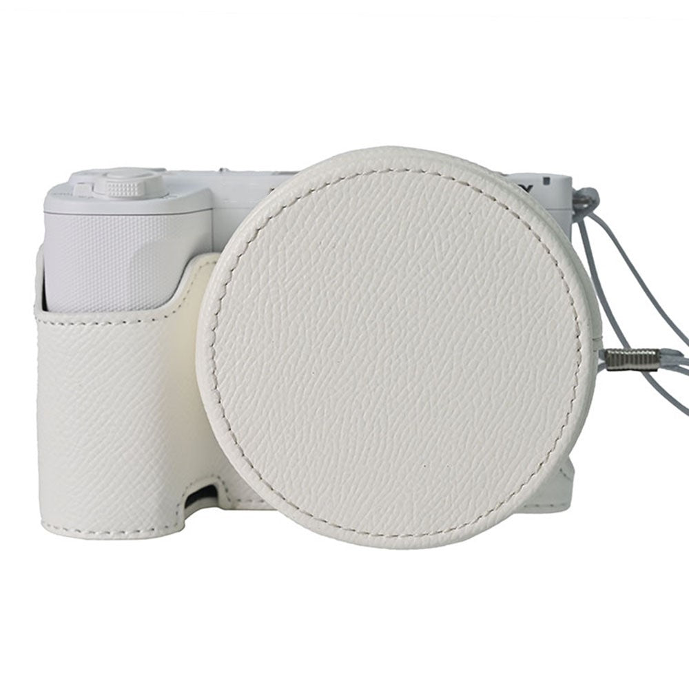 For Sony ZV-E10 II Camera Base with Lens Cap Shoulder Strap PU Leather Protective Case Detachable Battery