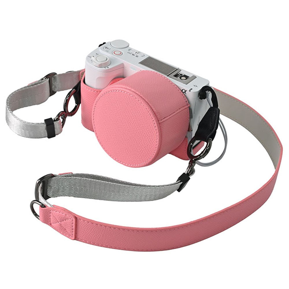For Sony ZV-E10 II Camera Base with Lens Cap Shoulder Strap PU Leather Protective Case Detachable Battery