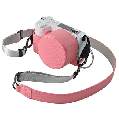 For Sony ZV-E10 II Camera Base with Lens Cap Shoulder Strap PU Leather Protective Case Detachable Battery