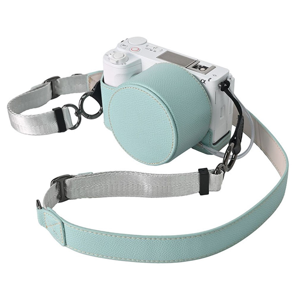 For Sony ZV-E10 II Camera Base with Lens Cap Shoulder Strap PU Leather Protective Case Detachable Battery