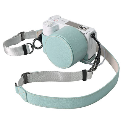 For Sony ZV-E10 II Camera Base with Lens Cap Shoulder Strap PU Leather Protective Case Detachable Battery