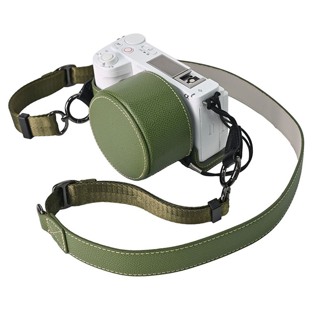For Sony ZV-E10 II Camera Base with Lens Cap Shoulder Strap PU Leather Protective Case Detachable Battery