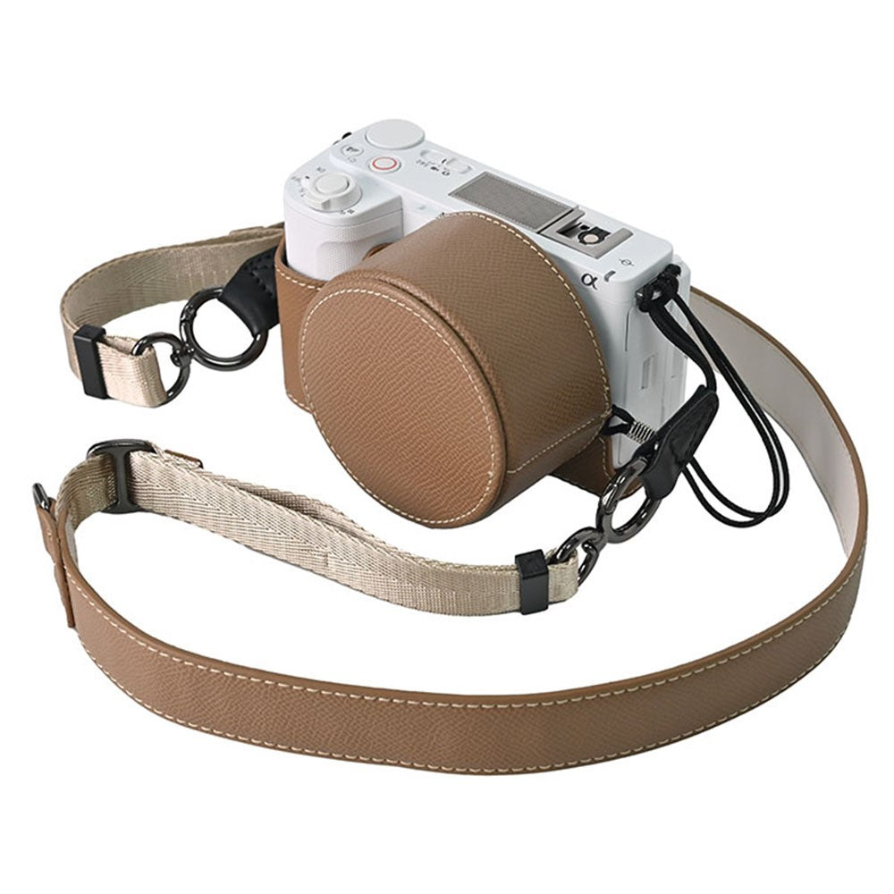 For Sony ZV-E10 II Camera Base with Lens Cap Shoulder Strap PU Leather Protective Case Detachable Battery