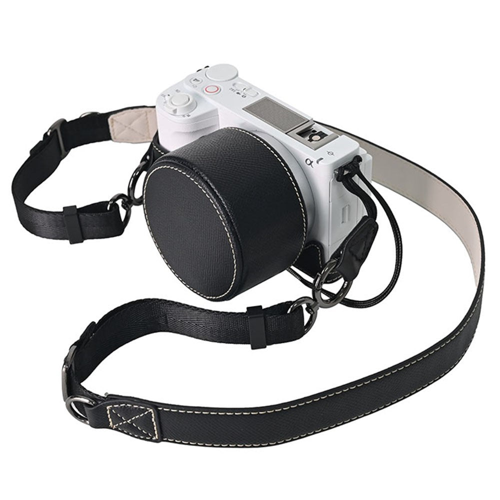 For Sony ZV-E10 II Camera Base with Lens Cap Shoulder Strap PU Leather Protective Case Detachable Battery