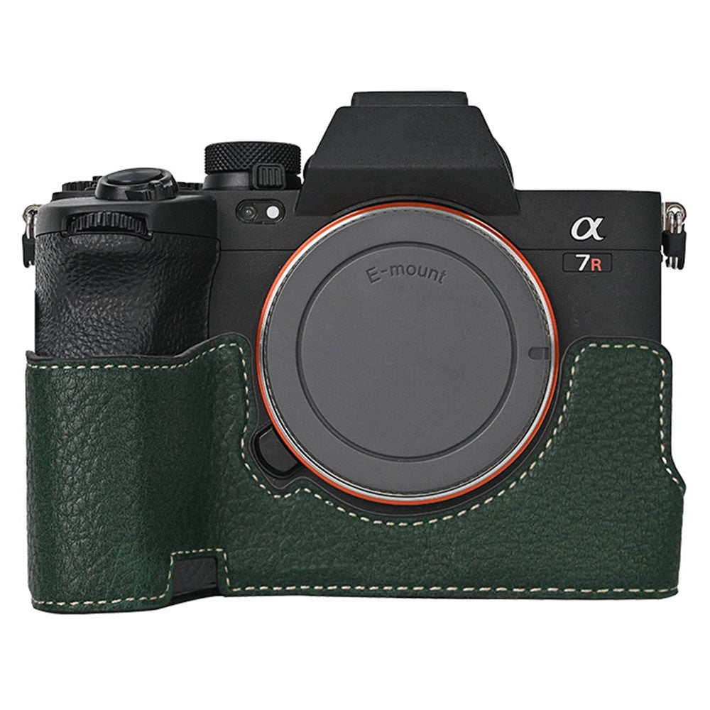 Camera Base for Sony A7M5 / A7R V / A7 IV / A7S III / Alpha 1 , Detachable Battery Litchi Texture PU Leather Protective Case