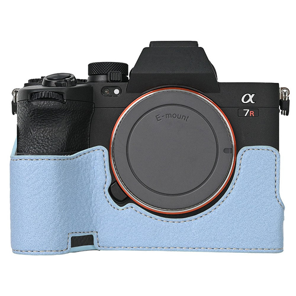 Camera Base for Sony A7M5 / A7R V / A7 IV / A7S III / Alpha 1 , Detachable Battery Litchi Texture PU Leather Protective Case