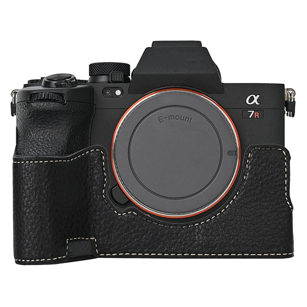 Camera Base for Sony A7M5 / A7R V / A7 IV / A7S III / Alpha 1 , Detachable Battery Litchi Texture PU Leather Protective Case