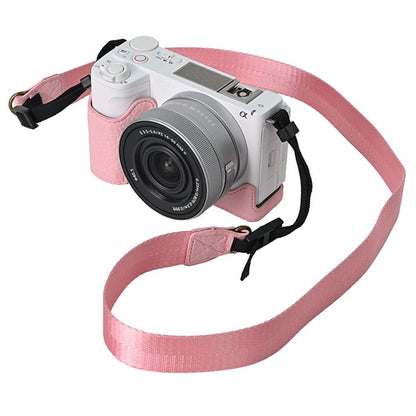 For Sony Alpha ZV-E10 II Camera Case Litchi Texture Leather Cover with Battery Hole + Strap