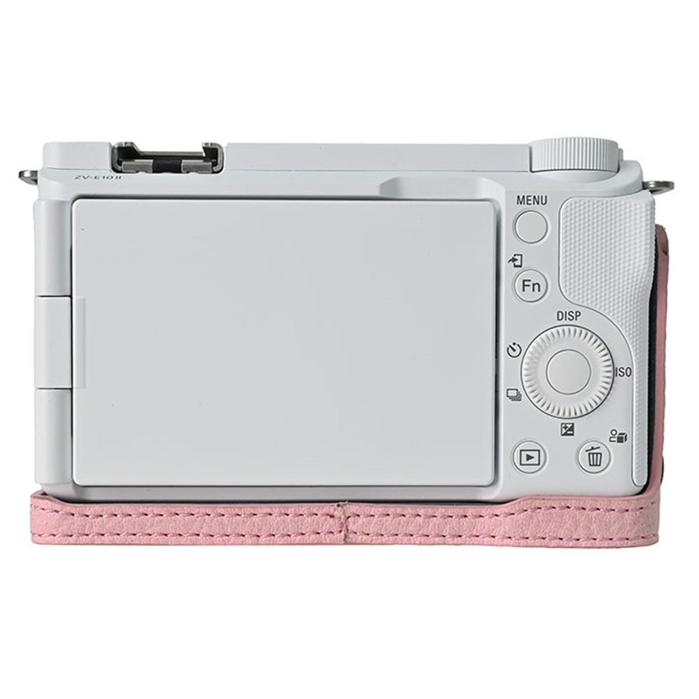 For Sony Alpha ZV-E10 II Camera Case Litchi Texture Leather Cover with Battery Hole + Strap
