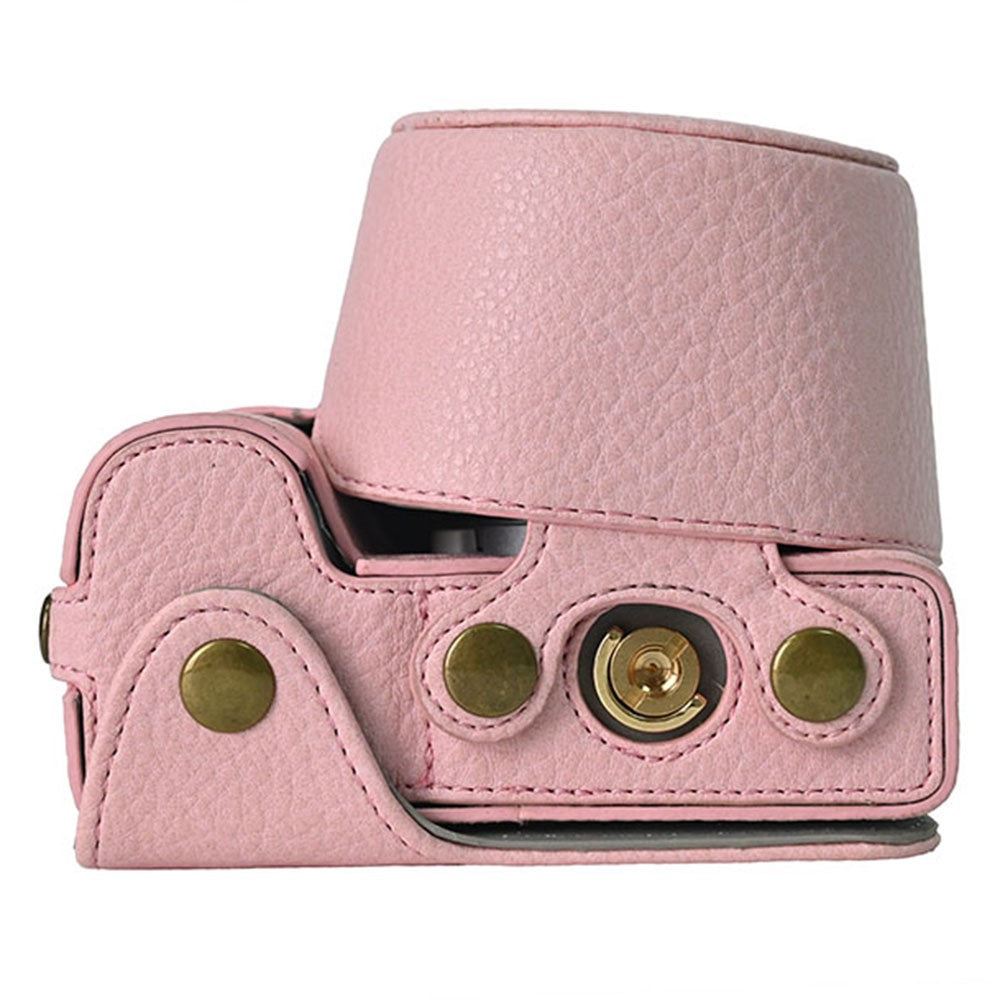 For Sony Alpha ZV-E10 II Camera Case Litchi Texture Leather Cover with Battery Hole + Strap