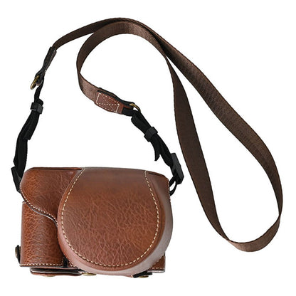 For Sony Alpha ZV-E10 Camera Case Litchi Texture Leather Cover with Battery Hole + Strap