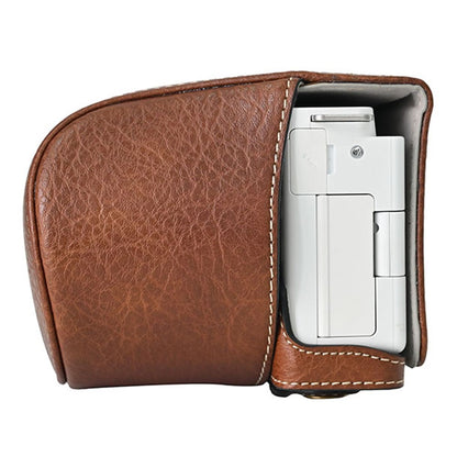 For Sony Alpha ZV-E10 Camera Case Litchi Texture Leather Cover with Battery Hole + Strap