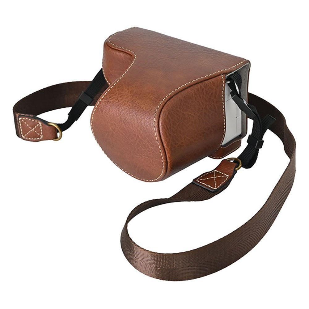 For Sony Alpha ZV-E10 Camera Case Litchi Texture Leather Cover with Battery Hole + Strap