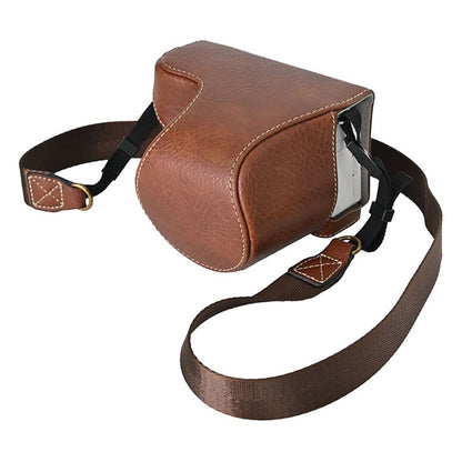 For Sony Alpha ZV-E10 Camera Case Litchi Texture Leather Cover with Battery Hole + Strap